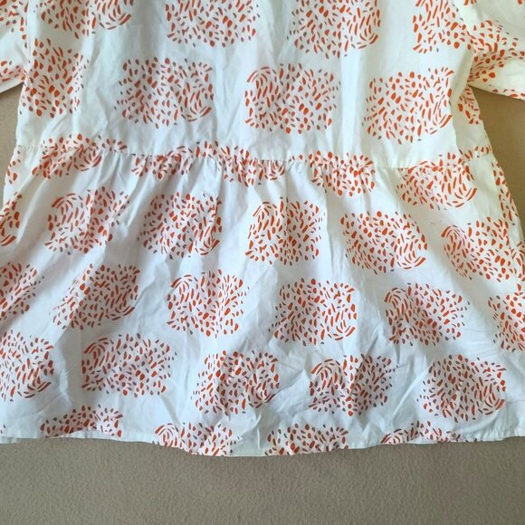 Anthopologie Moglea Danae Poplin Babydoll Blouse Sz XS White/Orange Boho NWT - Picture 10 of 12